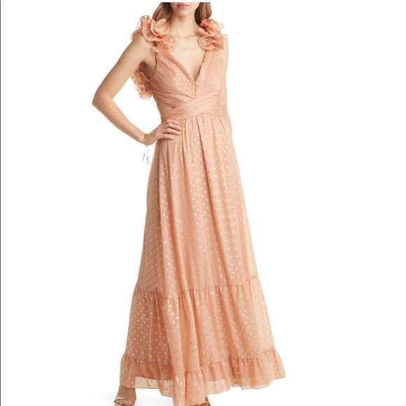 Vici Shimmer Chiffon Ruffle Cutout Dress - Picture 3 of 9